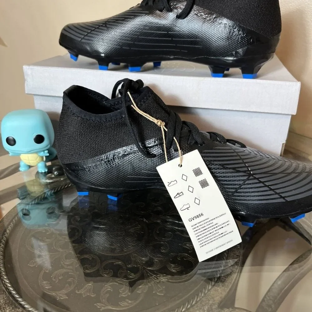 ✅ Adidas Predator Edge .3 FG Black Blue Soccer Cleats Men‎ Sz 5.5 / Women Sz 6.5